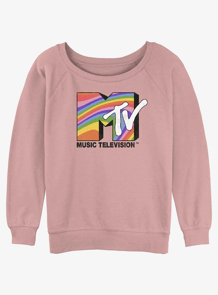 MTV Rainbow Television Womens Slouchy Sweatshirt