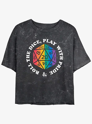 Dungeons & Dragons Roll For Pride Womens Mineral Wash Crop T-Shirt