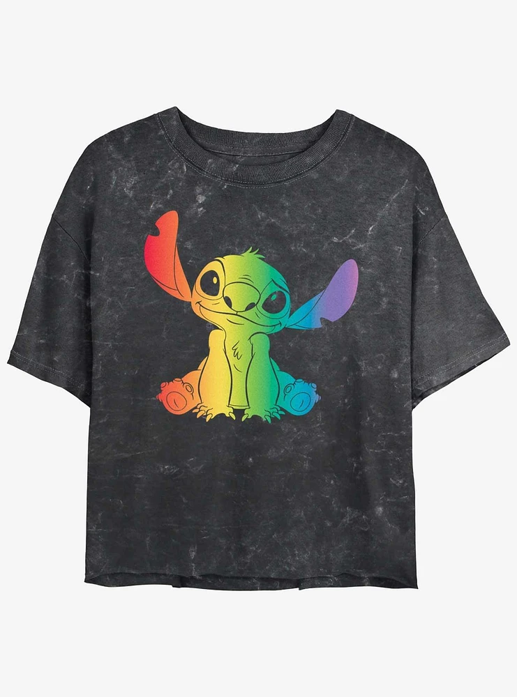 Disney Lilo & Stitch Pride Fill Womens Mineral Wash Crop T-Shirt