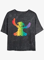 Disney Lilo & Stitch Pride Fill Womens Mineral Wash Crop T-Shirt