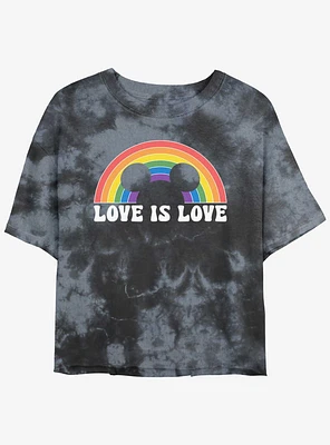 Disney Mickey Mouse Love Is Womens Tie-Dye Crop T-Shirt