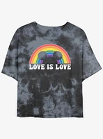 Disney Mickey Mouse Love Is Womens Tie-Dye Crop T-Shirt