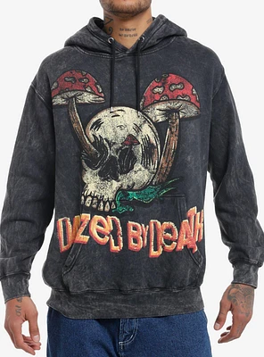 Dazed By Death Skull & Mushrooms Mineral Wash Hoodie