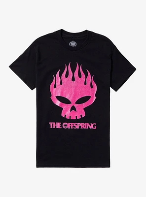 The Offspring Pink Glitter Skull Boyfriend Fit Girls T-Shirt