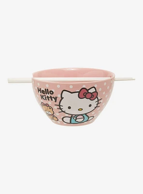 Sanrio Hello Kitty Polka Dot Ramen Bowl & Chopsticks