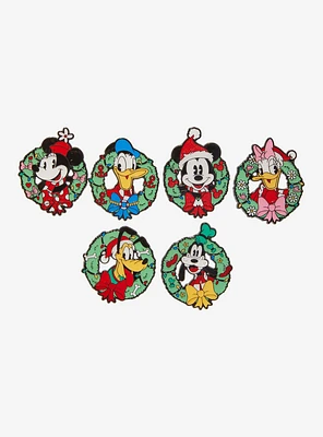 Loungefly Disney Mickey Mouse And Friends Holiday Wreath Blind Box Enamel Pin