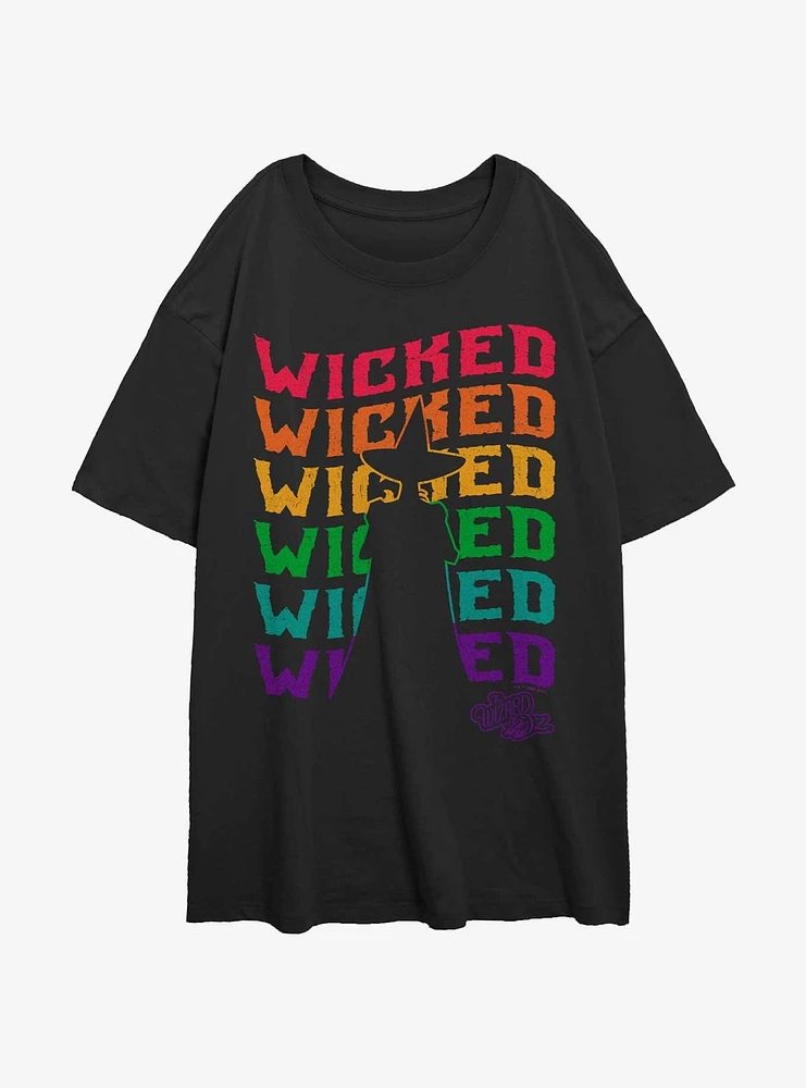 The Wizard Of Oz WB Wavy Wicked Silhouette Girls Oversized T-Shirt