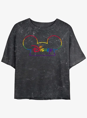 Disney Mickey Mouse Prideful Ears Girls Mineral Wash Crop T-Shirt