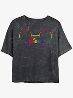 Disney Mickey Mouse Prideful Ears Girls Mineral Wash Crop T-Shirt