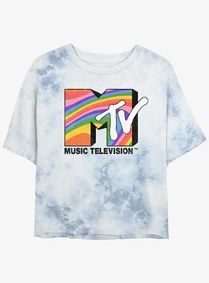 MTV Groovy Rainbow Girls Tie-Dye Crop T-Shirt