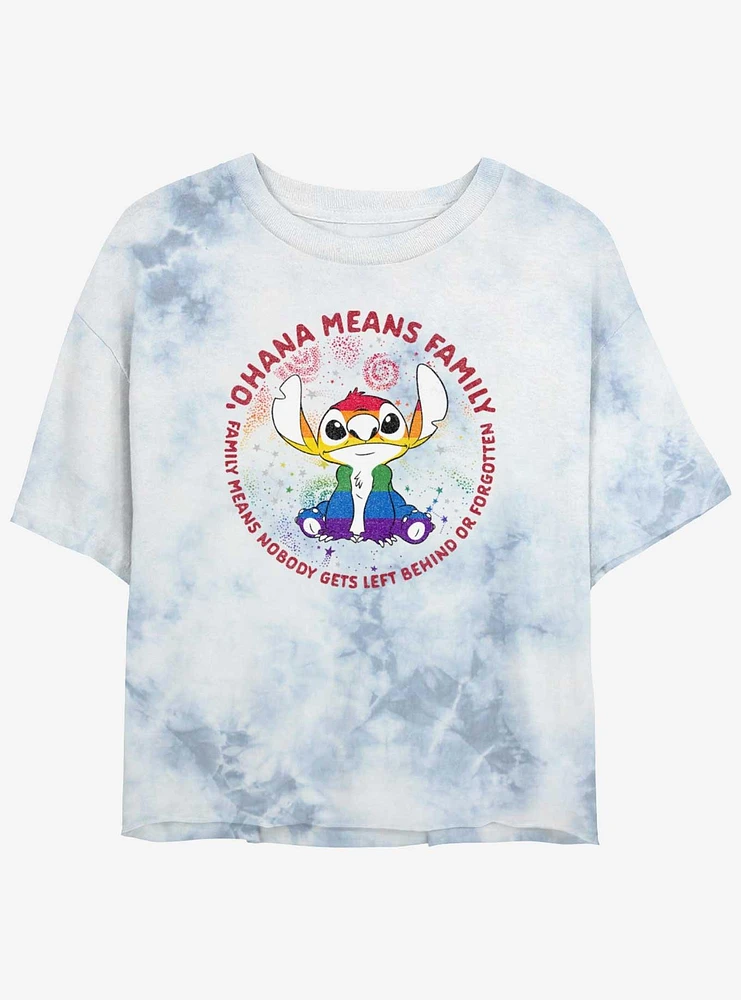 Disney Lilo & Stitch Ohana Pride Girls Tie-Dye Crop T-Shirt