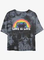 Disney Mickey Mouse Love Is Rainbow Girls Tie-Dye Crop T-Shirt