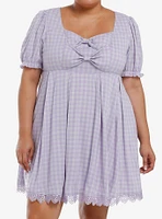 Sweet Society Lavender Gingham Bow Dress Plus