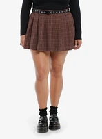 Thorn & Fable Brown Pleated Skirt With Grommet Belt Plus