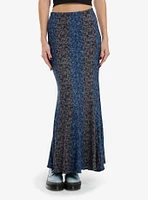 Thorn & Fable Black Blue Butterfly Stripe Mermaid Maxi Skirt