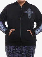 Cosmic Aura Mystical Stained Glass Girls Hoodie Plus