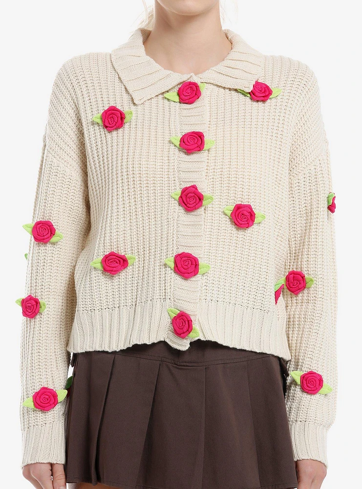 Sweet Society Cream Crochet Rosette Girls Cardigan