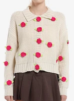 Sweet Society Cream Crochet Rosette Girls Cardigan