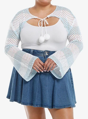 Sweet Society Baby Blue & White Stripe Bolero Girls Crop Shrug Plus