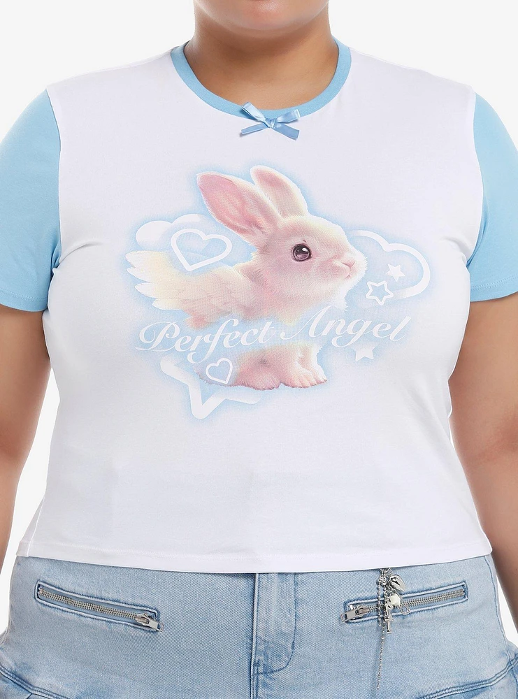 Sweet Society Angel Bunny Girls Raglan Baby T-Shirt Plus