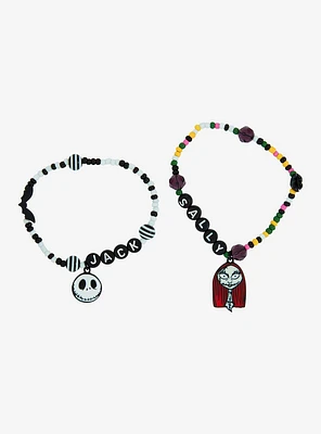 The Nightmare Before Christmas Jack & Sally Best Friend Bead Bracelet Set