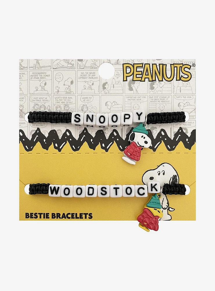 Peanuts Snoopy & Woodstock Puffer Jacket Best Friend Bracelet Set