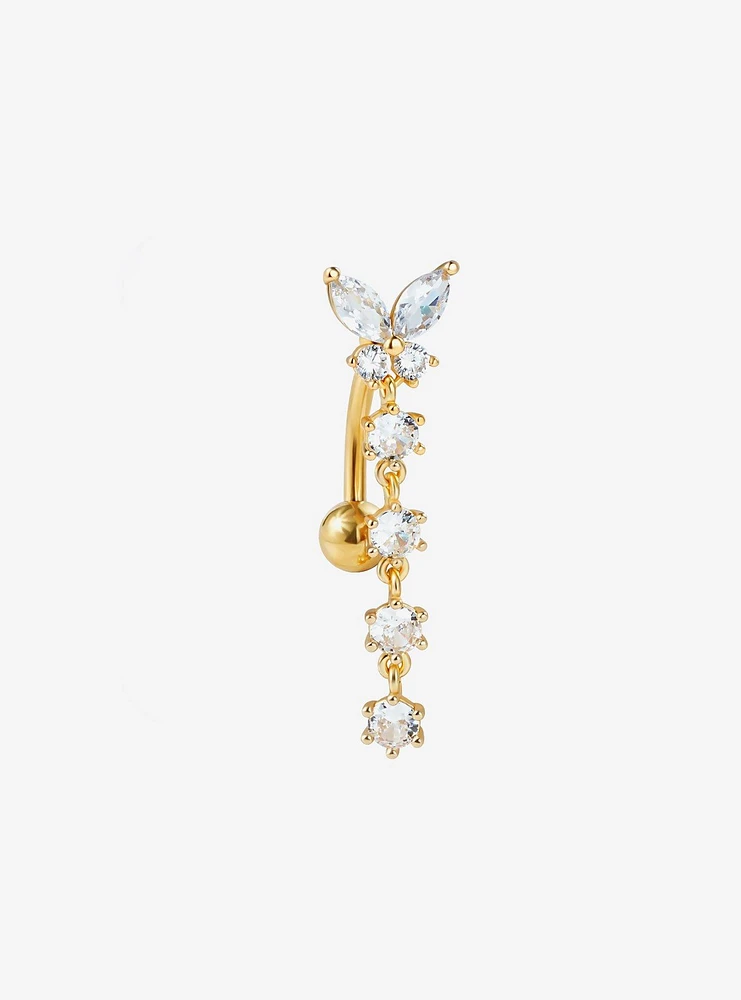 14G Gold Butterfly Drop Navel Barbell