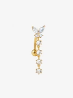 14G Gold Butterfly Drop Navel Barbell