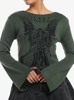 Sleep Token Green Girls Crop Intarsia Sweater