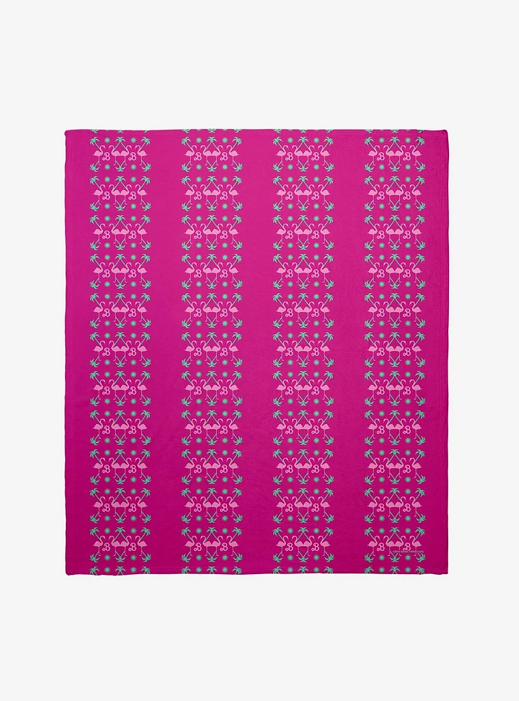 Barbie Flamingo And Palm Trees Throw Blanket