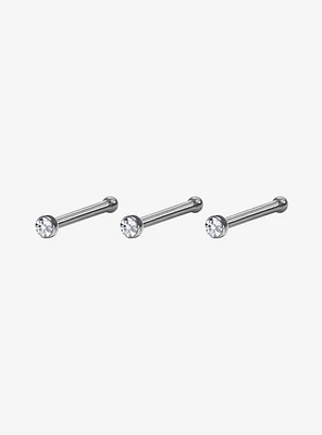 Titanium Silver Bling Nose Stud 3 Pack