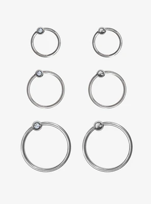 Steel Silver Basic Nose Hoop 6 Pack