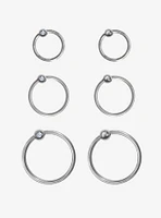 Steel Silver Basic Nose Hoop 6 Pack