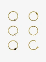 Steel Gold Basic Nose Hoop 6 Pack