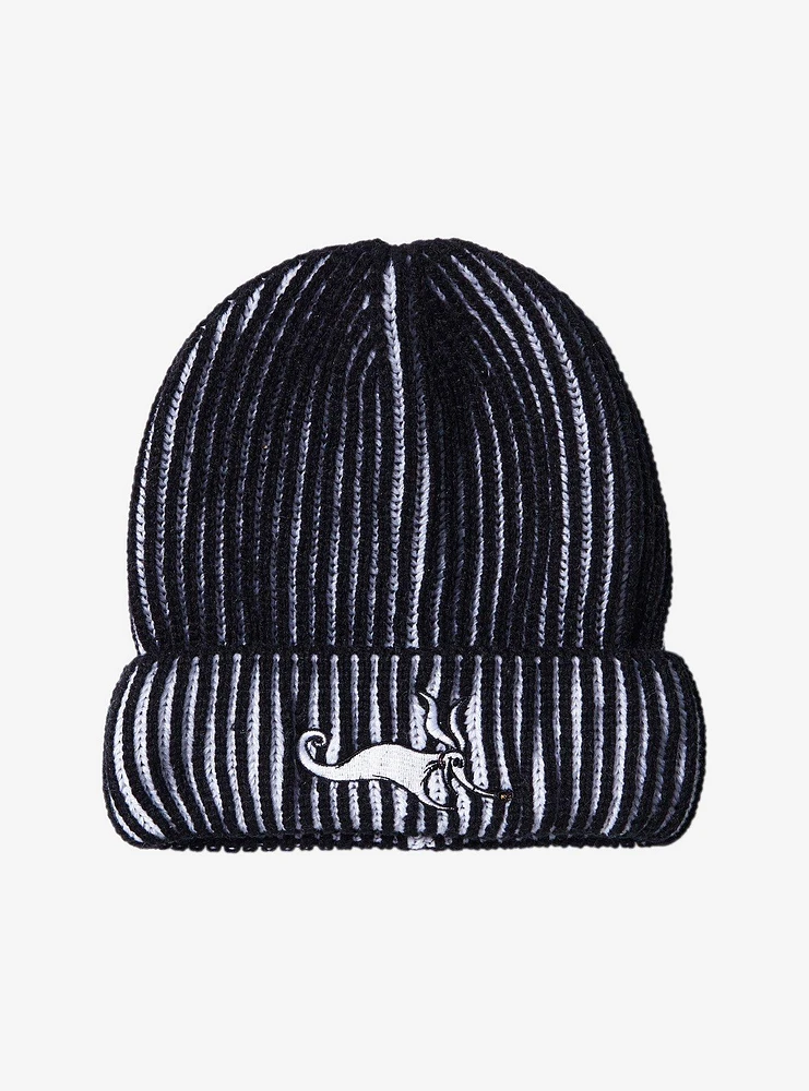 Disney The Nightmare Before Christmas Zero Black & White Ribbed Beanie — BoxLunch Exclusive