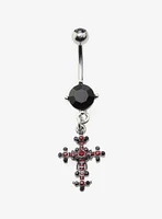 14G Steel Gothic Cross Navel Barbell