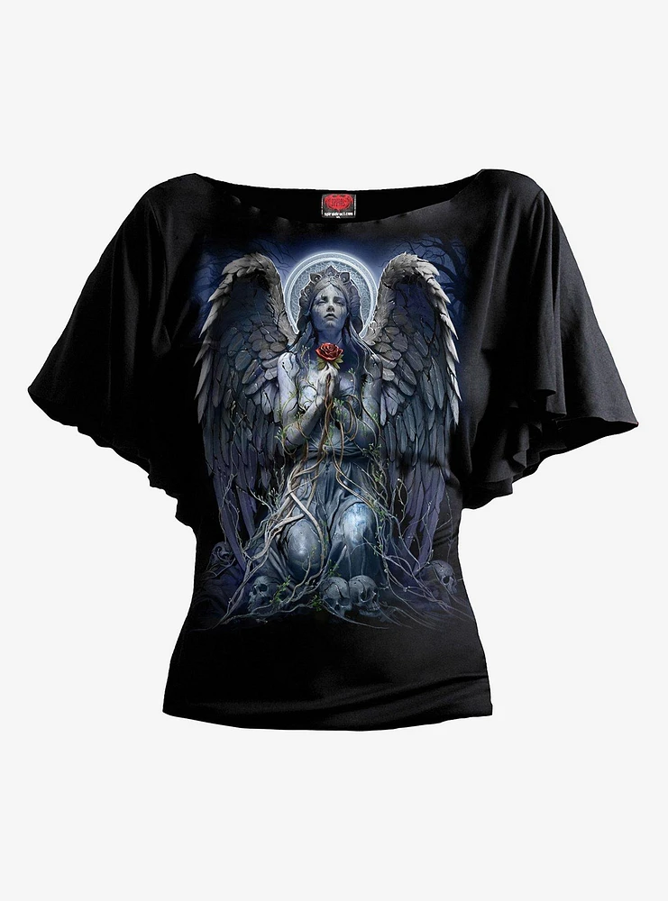 Grieving Angel Boat Neck Bat Sleeve Top