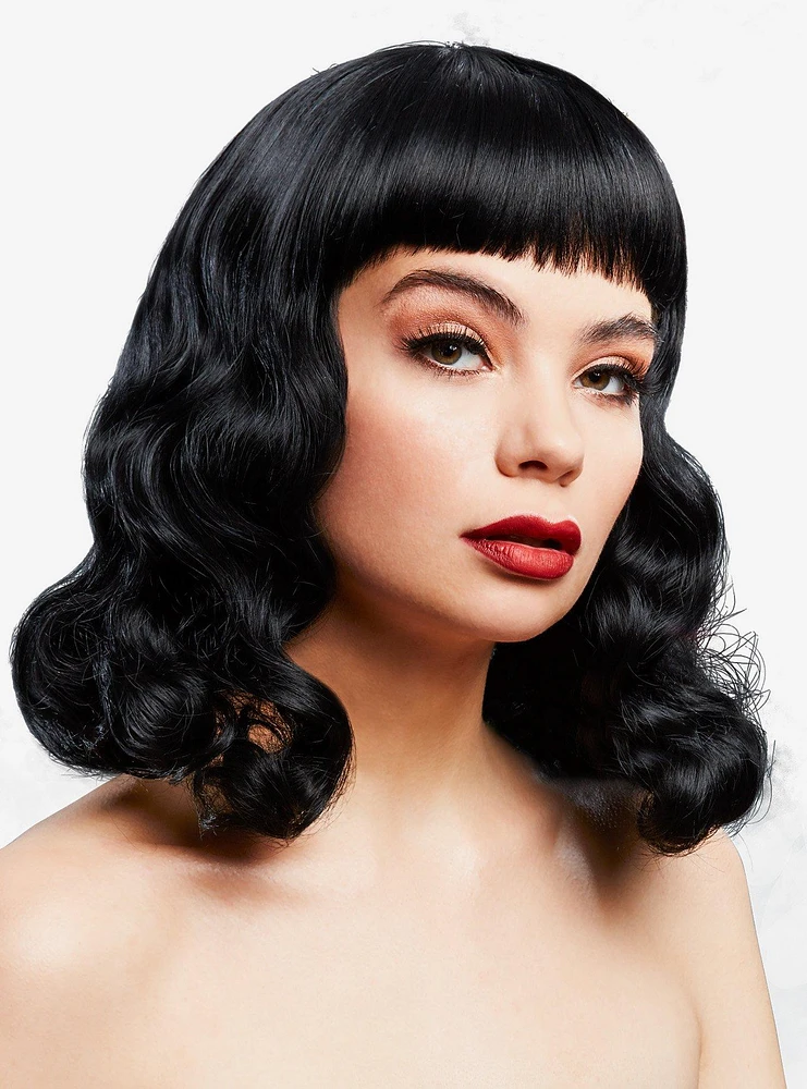 Bettie Wig with Short Fringe Black