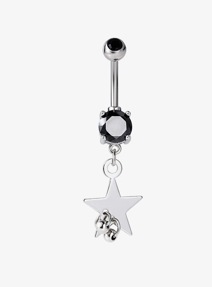 Steel Silver Pierced Star Curved Barbell