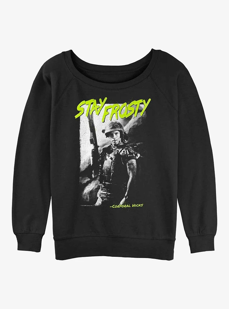 Alien Stay Frosty Corporal Hicks Girls Slouchy Sweatshirt