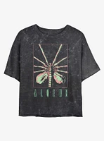 Alien Face Hugger Girls Mineral Wash Crop T-Shirt