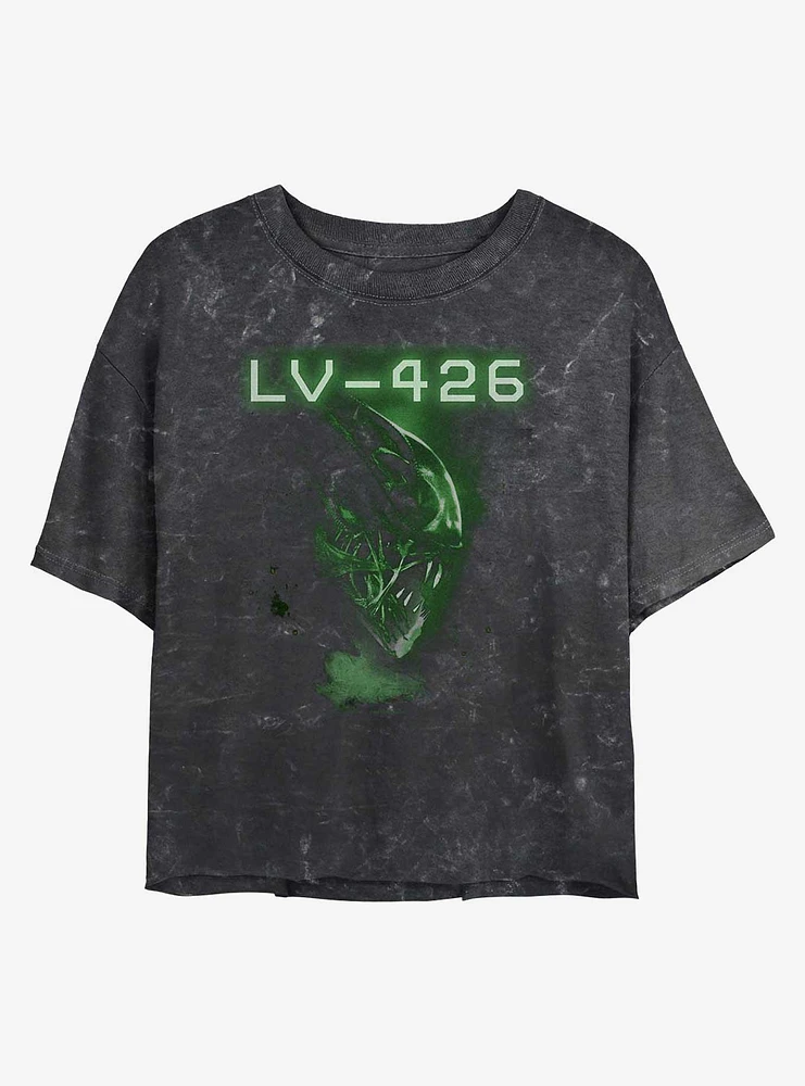 Alien 426 Xenomorph Scan Girls Mineral Wash Crop T-Shirt