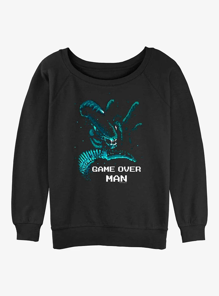 Alien Game Over Man Pixel Girls Slouchy Sweatshirt