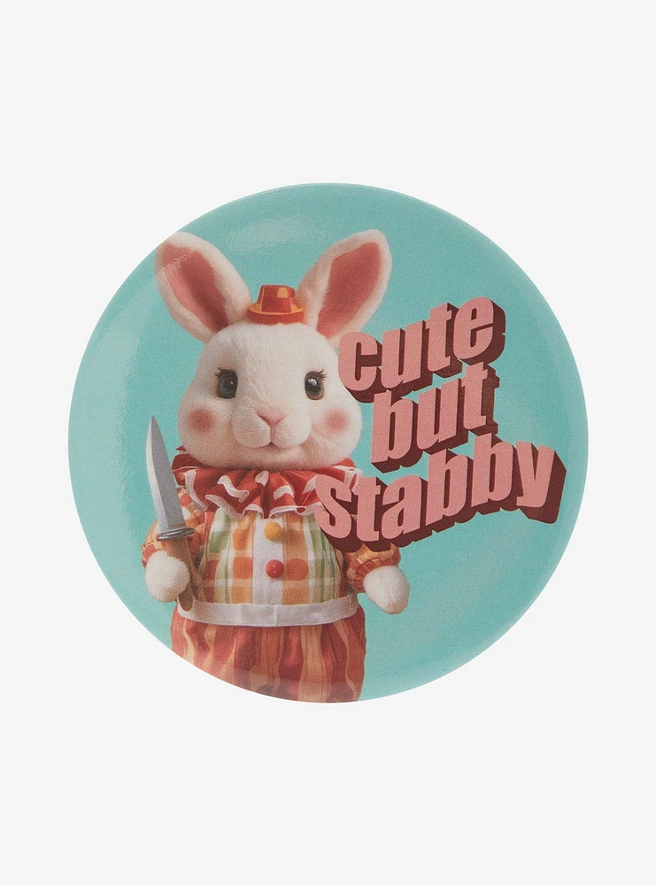 Bunny With Knife 3 Inch Button