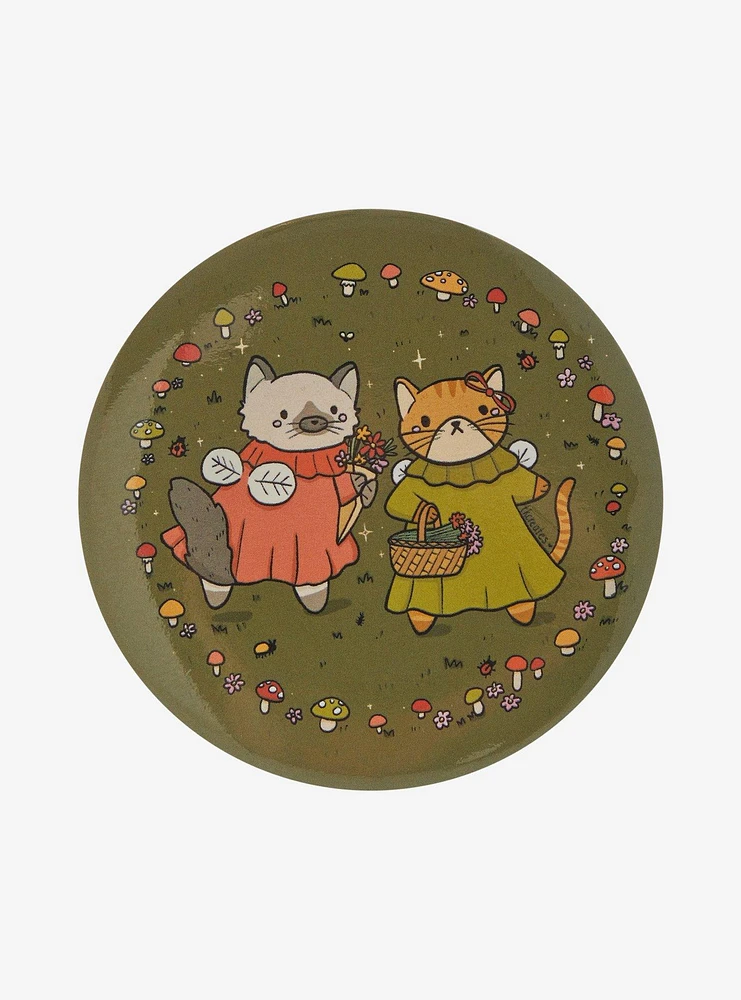 Cat Fairy Mushroom 3 Inch Button By TKcreates