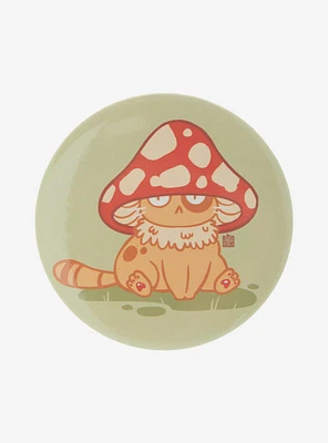 Mushroom Orange Cat 3 Inch Button