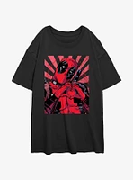 Marvel Deadpool Hand Heart Girls Oversized T-Shirt