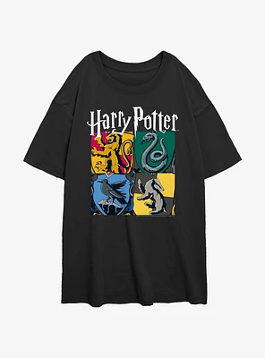 Harry Potter All Houses Girls Oversized T-Shirt