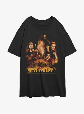 Lord Ring Character Heads Girls Oversized T-Shirt