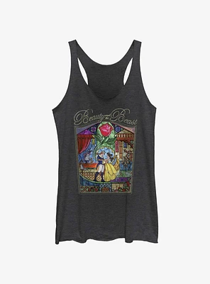 Disney Beauty And The Beast Painted Glass Girls Raw Edge Tank